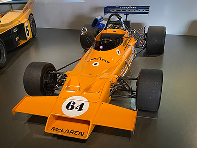 James King's McLaren M21 on display at the Petersen Museum in October 2022. Copyright David Tremayne 2022. Used with permission.