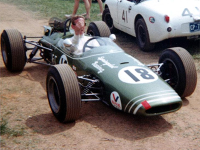 Chuck Schroedel in his Brabham BT18 at VIR in April 1968. Copyright Ed Lloyd (virhistory.com) 2024. Used with permission.