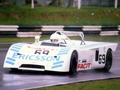 Chris Aylett in his Chevron B19 at the Brands Hatch International Historic Weekend 31 May-1 June 1986. Copyright Norbert Vogel 2009. Used with permission.
