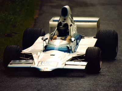The ex-Gillet T400 at the Yvoir hillclimb in Belgium, most probably in 1982. The driver at this event is unknown. Copyright Norbert Vogel 2007. Used with permission.