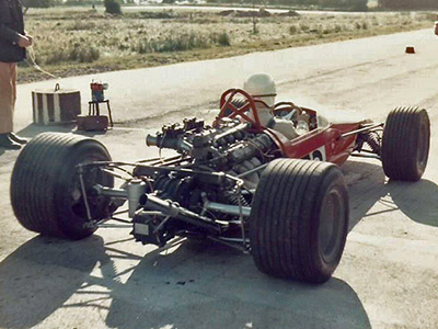 Bernard Worth's ex-Mickels Brabham BT23B at Curborough in the mid-1970s. Copyright John Walmsley 2015. Used with permission.