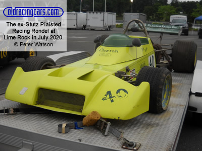 The former Stutz Plaisted Racing Rondel on display at Lime Rock in July 2020. Copyright Peter Watson 2020. Used with permission.