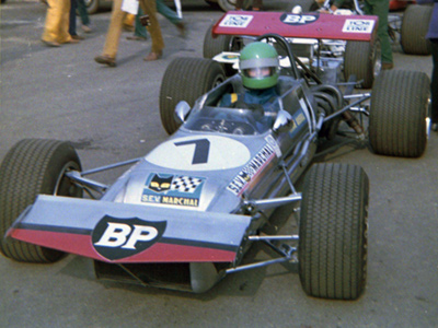 Reine Wisell in the works Chevron B18 at Mantorp Park in 1970. Copyright Ulf Westerlund 2021. Used with permission.