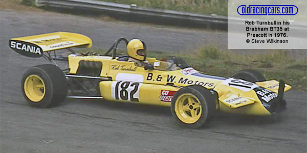 Rob Turnbull in his 
Brabham BT35 at Prescott in 1976. Copyright Steve Wilkinson 2019. Used with permission.