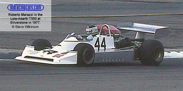 Roberto Marazzi in the Lola-Abarth T550 at Silverstone in 1977. Copyright Steve Wilkinson 2019. Used with permission.