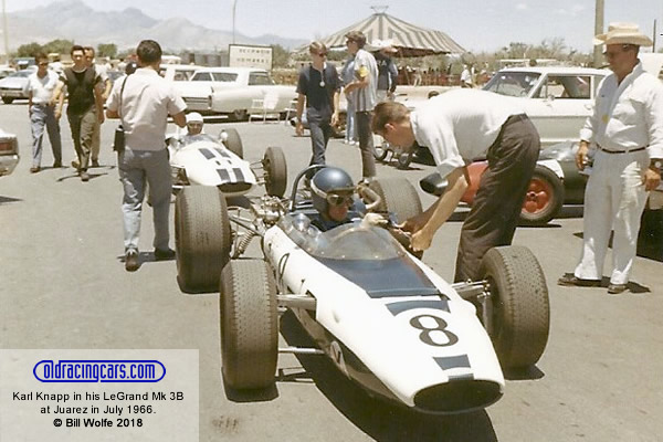 Karl Knapp in his LeGrand Mk 3B at Juarez in July 1966. Copyright Bill Wolfe 2018. Used with permission. Karl Knapp in his LeGrand Mk 3B at Juarez in July 1966. Copyright Bill Wolfe 2018. Used with permission.